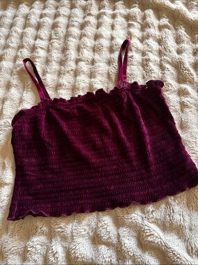 wild fable Smocked Velvet Cami in Wine